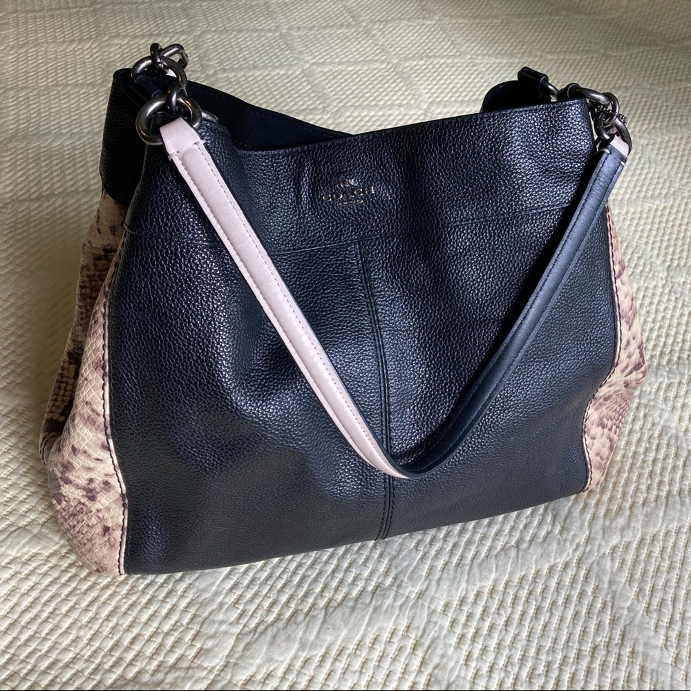 Black and Snake Leather Coach Purse